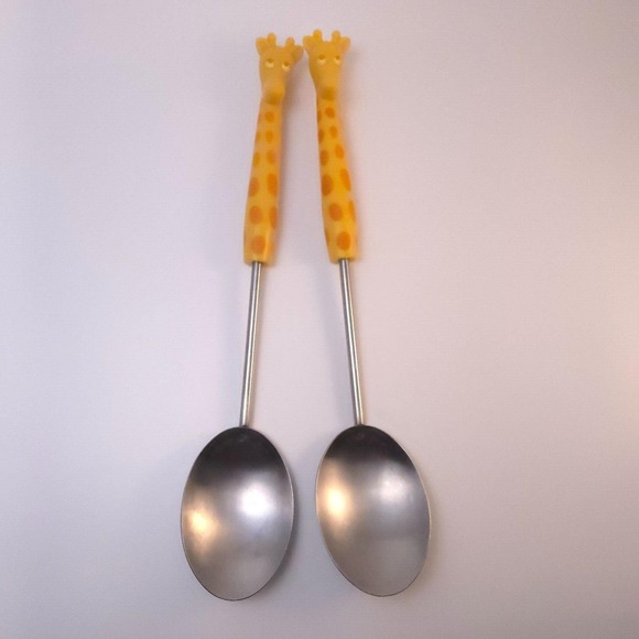 Lot of 2 Vintage 1997 Ekco Zoo Tools Kitchen Utensils Giraffe Serving Spoons - Picture 1 of 8
